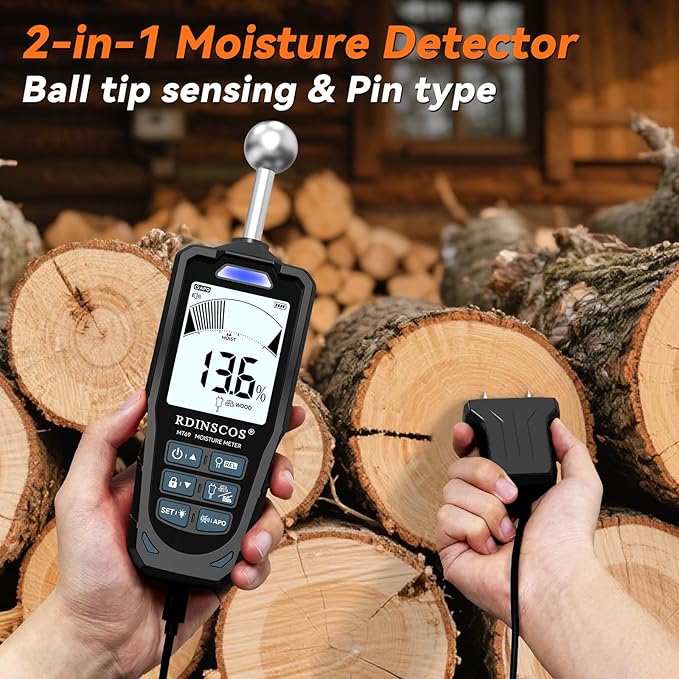 2-in-1 Pin & Pinless Moisture Meter, Digital Moisture Detector - Image 2