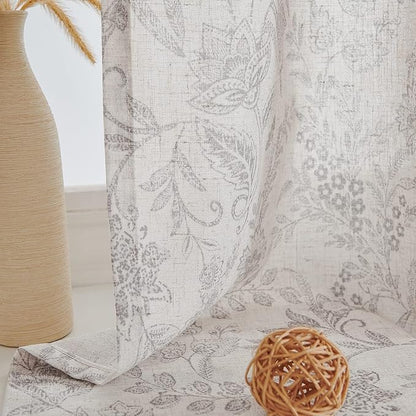 Vangao Floral Linen Curtains for Bedroom 63 Inch Length Purple Grey Farmhouse - Image 5
