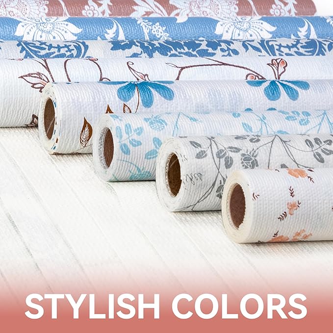 RAY STAR Shelf Liner, 18 Inch x 8 Feet Non Adhesive Floral Kitchen Cabinet Liner - Image 9