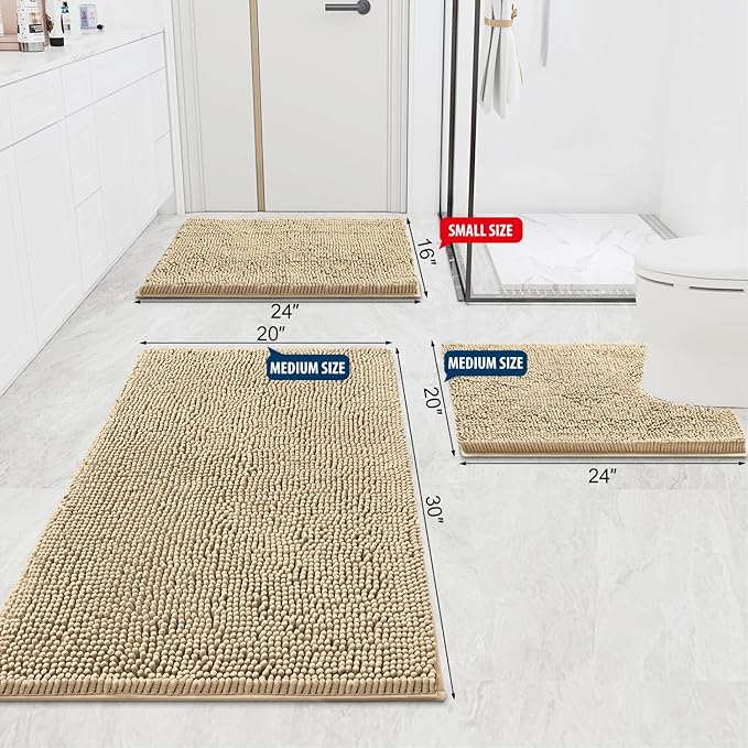 Smiry Luxury Chenille Bathroom Rugs 59x20, Extra Soft and Absorbent Shaggy Bath - Image 2