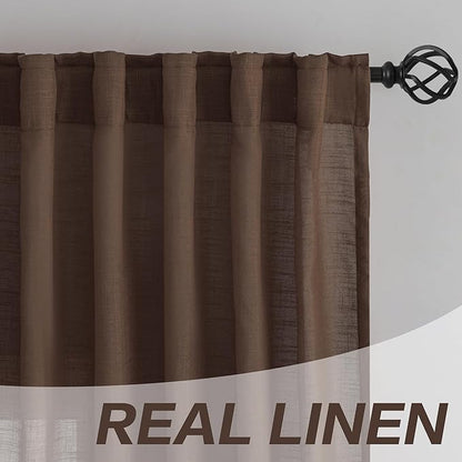 DONREN Cocoa Brown Back Tab Curtains 48 Inches Long 2 Panels - Image 7