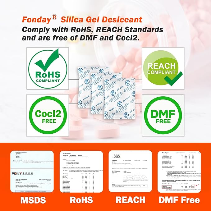 2g x 2500 Packs Fonday Food Grade Silica Gel Desiccants Packs Moisture - Image 4