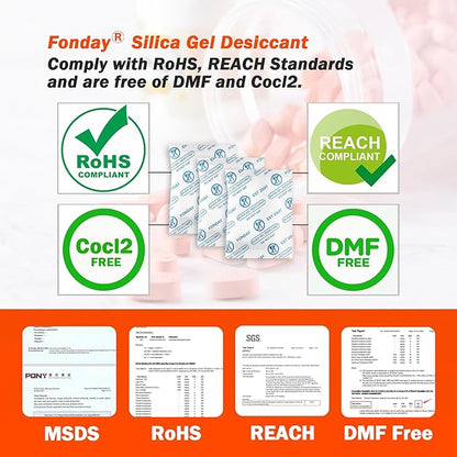 2g x 100 Packs Fonday Food Grade Silica Gel Desiccants Packs Moisture Absorbers - Image 4