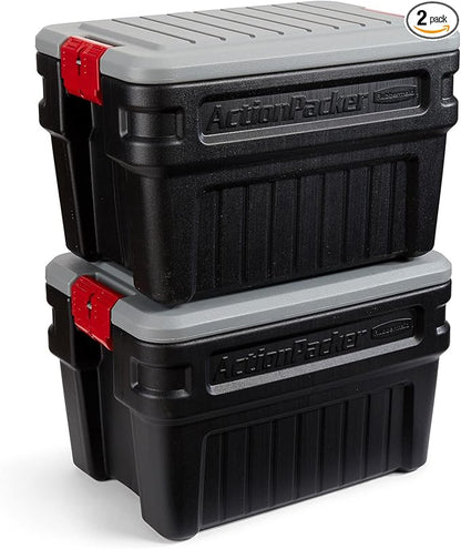 Rubbermaid ActionPacker 24 Gal Lockable Storage Box Pack of 2, Industrial by Rubbermaid