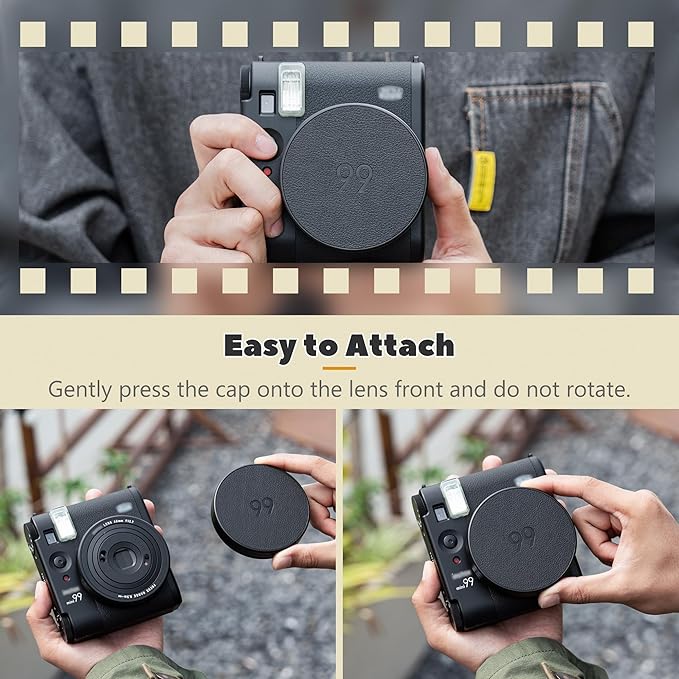 Retro Leather Lens Cap for Fujifilm Insta Mini 99, Aluminum Anti-Dust - Image 2
