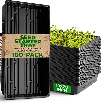 10x20 Inch Black Plastic 100 Pack Plant Propagation Tray – Growing Trays by YieldLab