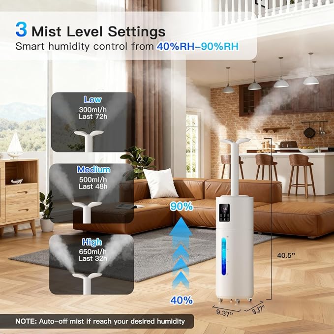 Smart Humidifiers for Large Room Bedroom Home 1800 sq.ft, 17L/4.5Gal Large - Image 3