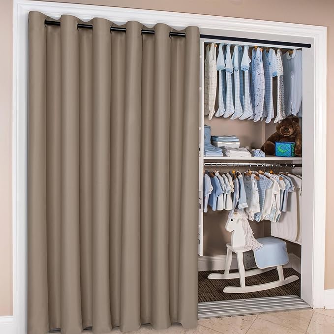 Hiasan Patio Sliding Door Curtain Panel, Camel Room Divider Grommet Blackout - Image 5