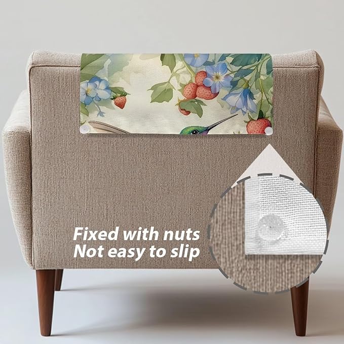 Hummingbird Strawberry Recline Chair Headrest Cover Lightweight Headrest - Image 6