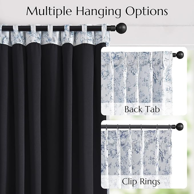 jinchan Pinch Pleated 95% Blackout Floral Curtains, Printed Flower Room - Image 4