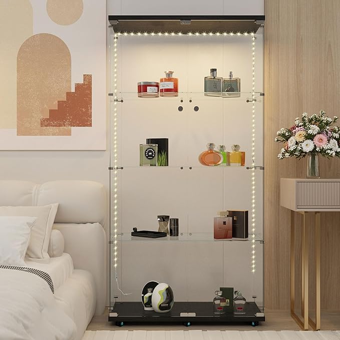 Yoluckea 4 Tiers Glass Display Cabinet - Image 6