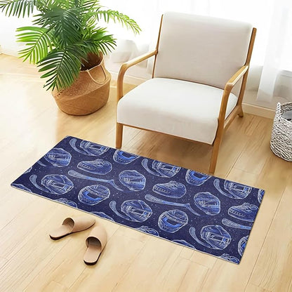 Ice Hockey Pattern Blue Decorative mat Non Slip Anti Mold Washable Rugs - Image 4