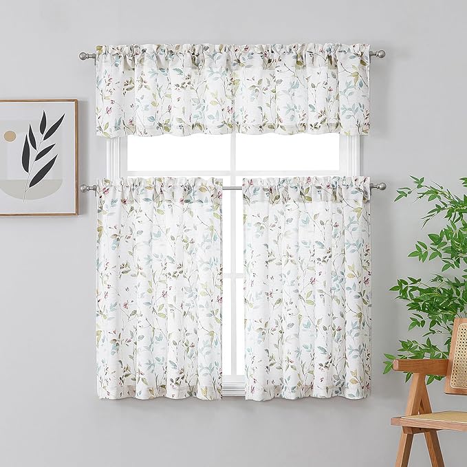 Chyhomenyc Roman Valance for Windows, Light Filtering Linen Blend Textured Leaf - Image 2