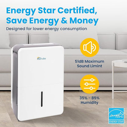 Senville 20 Pint Dehumidifier, Energy Star Certified, Washable Filter, Living - Image 4