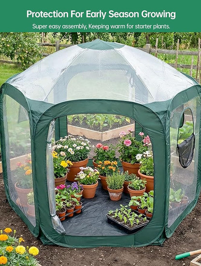Porayhut Pop up Greenhouse Tent, Portable Large Walk-in Plant House 10’X10’ - Image 8