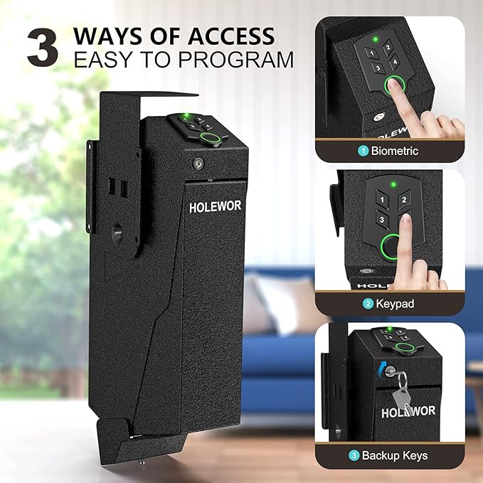 Gun Safe, Biometric Gun Safe for Handgun Drop Down Pistol Safe Mounted Single - Image 4