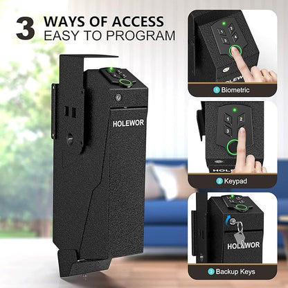 Gun Safe, Biometric Gun Safe for Handgun Drop Down Pistol Safe Mounted Single - Image 4