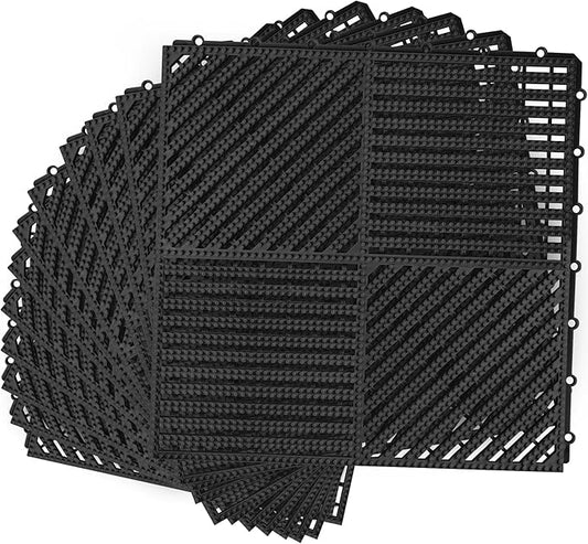 MYFAMIREA Modular Interlocking Cushion 12 Pack 11.8" x 11.8" Rubber Floor Tiles by MYFAMIREA