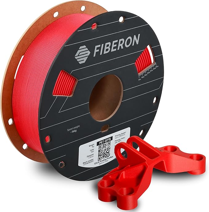 Polymaker Fiberon Red PET-GF15 3D Printer Filament 1.75mm 1KG, 15% Glass Fiber by Polymaker
