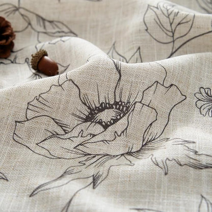 jinchan Linen Floral Curtains for Living Room 84 Inch Length Grey Flower - Image 4