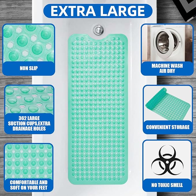 ZHICHENG Bath Tub and Shower Mats, Non-Slip 39 x 16 Inch Extra Long Bath Mat - Image 3