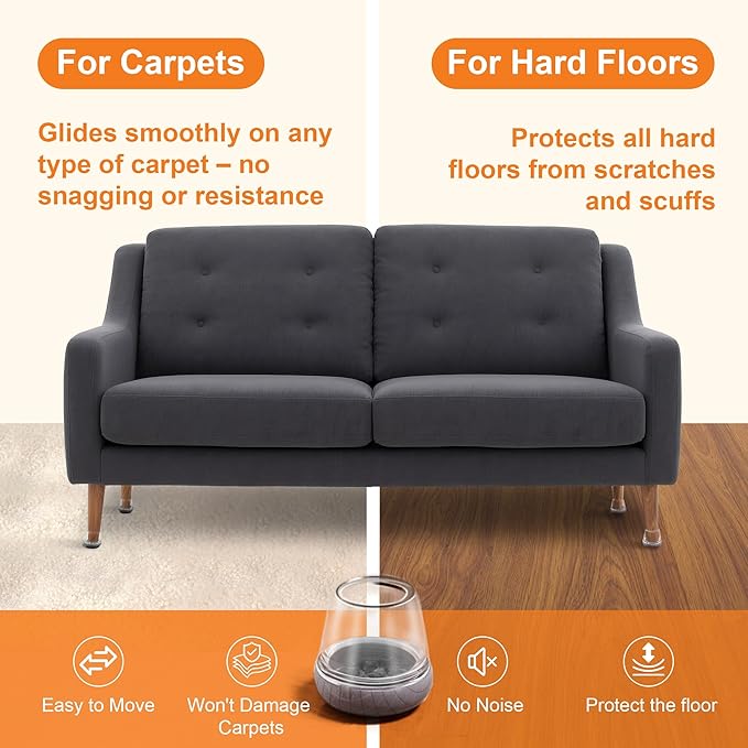 Chair Leg Floor Protectors for Hardwood Floors – Smooth Nylon Base Won’t Trap - Image 6