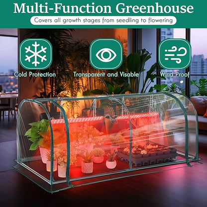 Meonum Mini Greenhouse with Grow Light, 51.18 "L x 25.59" W x 21.65" H Portable - Image 3