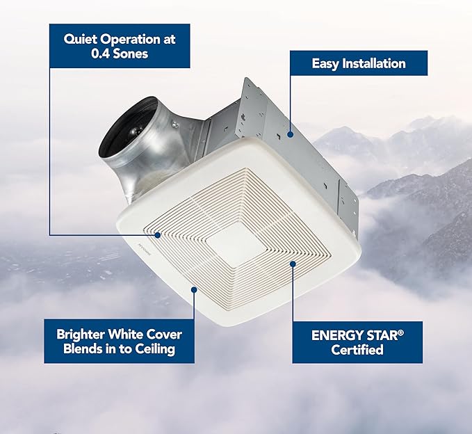 QT Series Very Quiet 80 CFM Ceiling Bathroom Exhaust Fan, .4 Sones, ENERGY STAR - Image 2