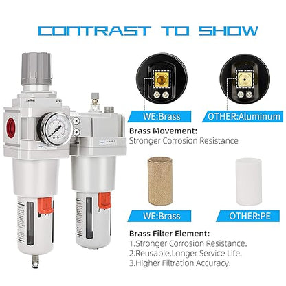 NANPU 1" NPT Compressed Air Filter Regulator Lubricator Combo Water/Oil Trap - Image 5