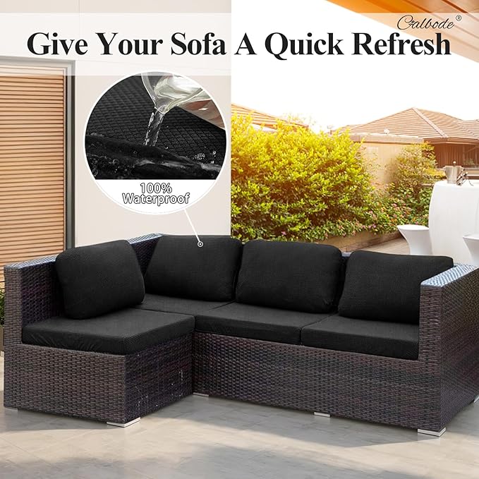 12Pcs Outdoor Stretch Cushion Covers, Waterproof Outdoor Chair Cushion Covers - Image 4