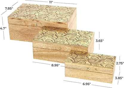 Deco 79 Mango Wood Scroll Handmade Decorative Box Storage Decorative Keepsake - Image 3