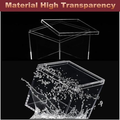 Acrylic Box with Lid 2 Pieces 4 * 4 * 4 Inch Clear Square Cube Plastic - Image 3