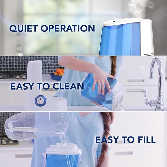 Vicks Warm Mist Humidifier Filter‑Free 1 Gal Tank, Auto Shut‑Off, Night Light - Image 7