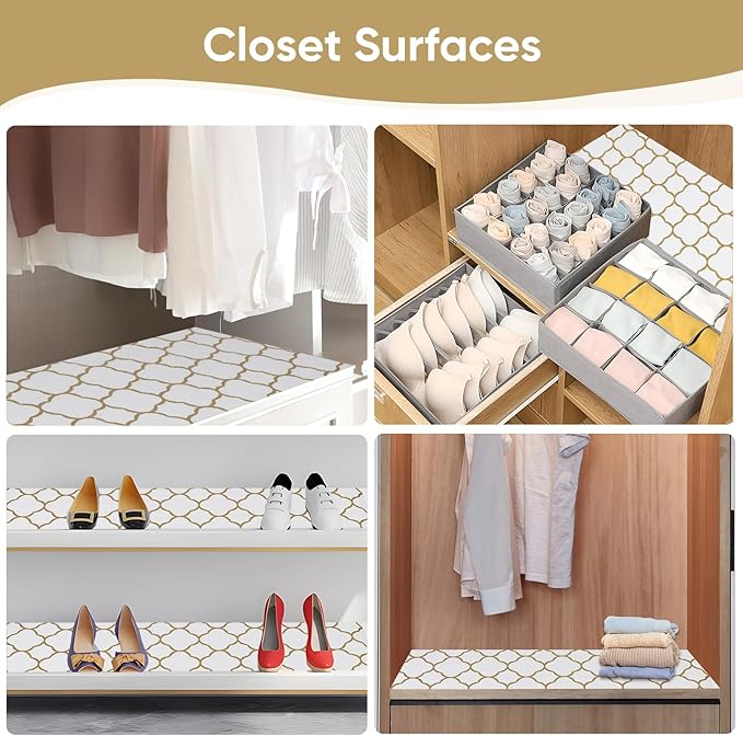 Shelf Liners Cabinet Liner Drawer Liner 12in X 6.5ft Gold Non Adhesive Strong - Image 7