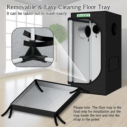 zazzy 2x2 Grow Tent 24"x24"x48"600D Mylar Hydroponic Indoor Plant Grow Tents - Image 6