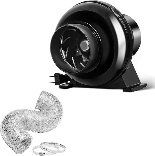 HealSmart 4 Inch 195 CFM Exhaust Inline Vent Booster Blower and 8 Feet by HealSmart