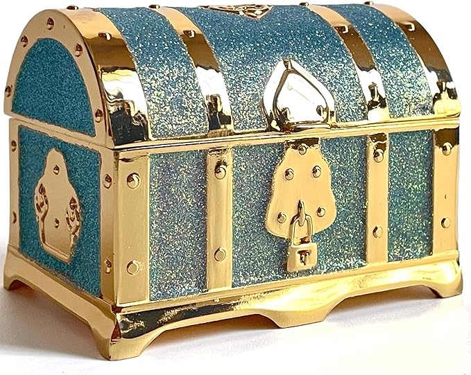 Retro Jewelry Box Arched Vintage Rectangular Metal Chest Necklace Ring Earrings by Unknown
