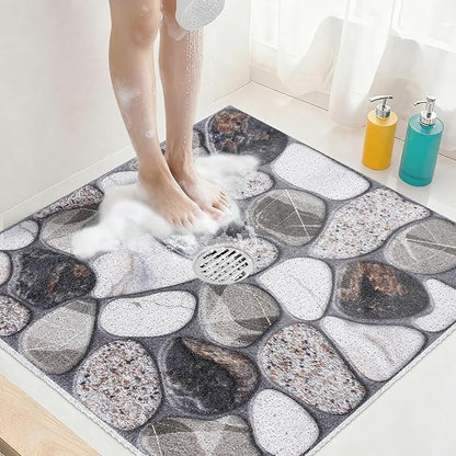Square Shower Mat Non Slip: 32x32 Inch Extra Large Shower Mats by KAZOLEN