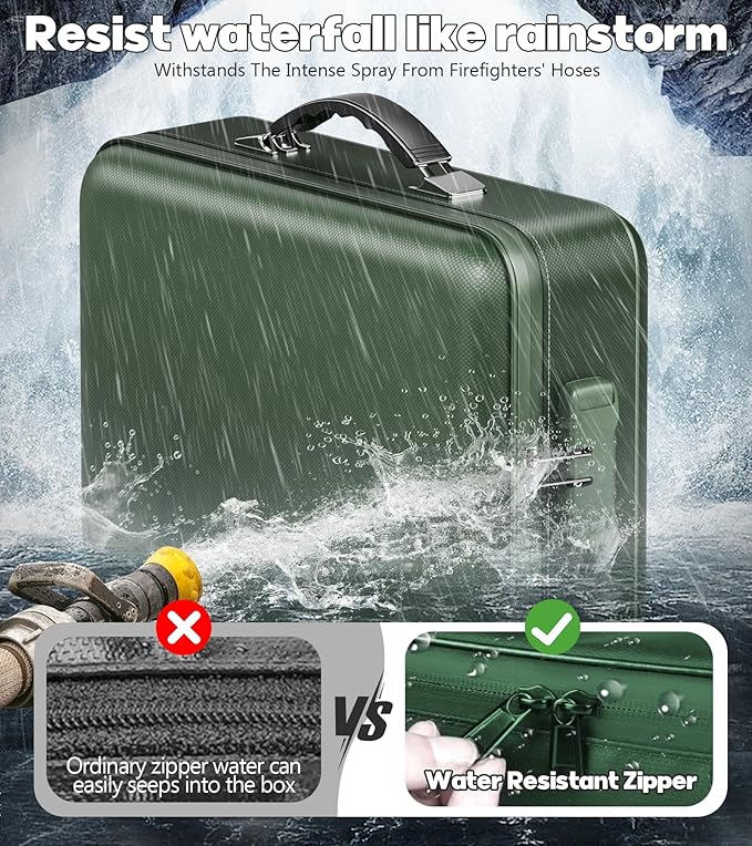 Fireproof Document Box, Hard Case Highly Flame-Resistant Fire Proof Waterproof - Image 7
