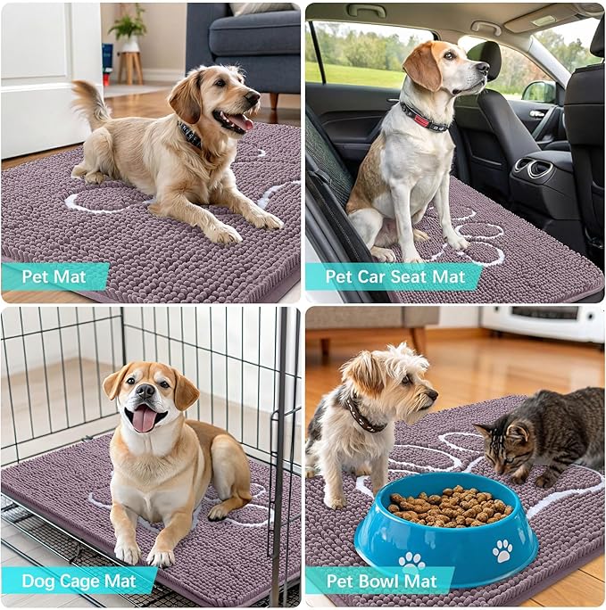 OLANLY Dog Door Mat for Muddy Paws 40x32, Paw Print Design, Absorbs Moisture - Image 7