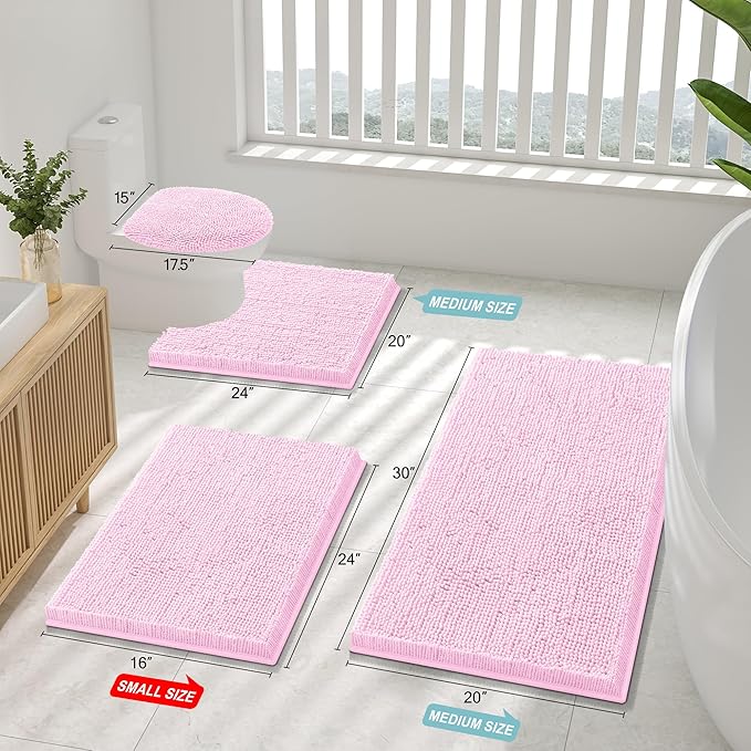 Smiry Luxury Chenille Bathroom Rugs 44x24, Extra Soft and Absorbent Shaggy Bath - Image 2