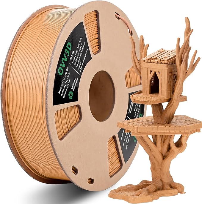 OVV3D PLA Filament 1.75mm, Wood 3D Printer Filament, Matte and Frosted 3D by OVV3D