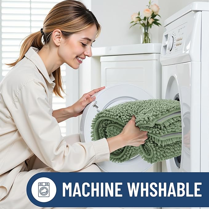 Smiry Luxury Chenille Bathroom Rugs 47x24, Extra Soft and Absorbent Shaggy Bath - Image 6