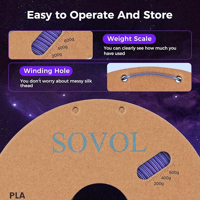 Sovol Silk PLA Filament with Blue Glitter 1kg 1.75mm, Color Changeable 3D - Image 6
