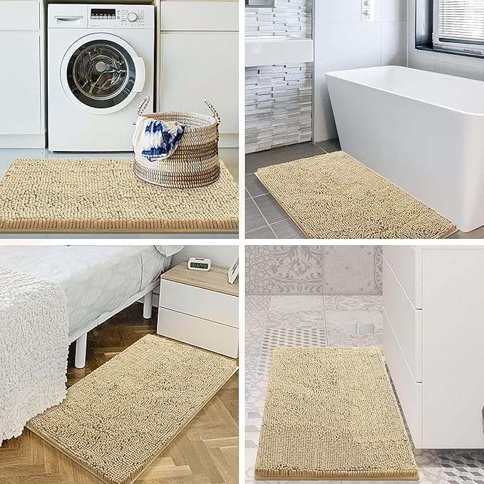 Smiry Luxury Chenille Bathroom Rugs 59x35, Extra Soft and Absorbent Shaggy Bath - Image 9