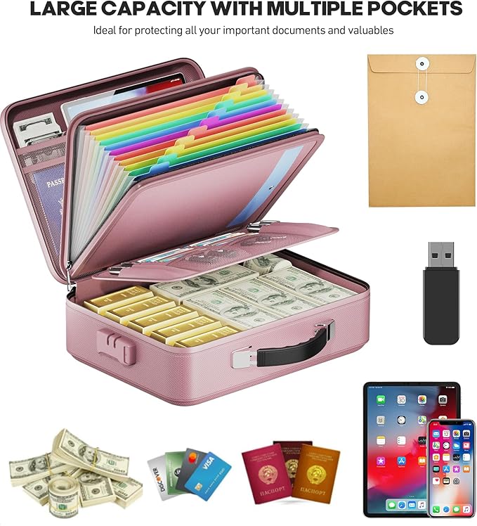 Fireproof Document Box, Hard Case Highly Flame-Resistant Fire Proof Waterproof - Image 3
