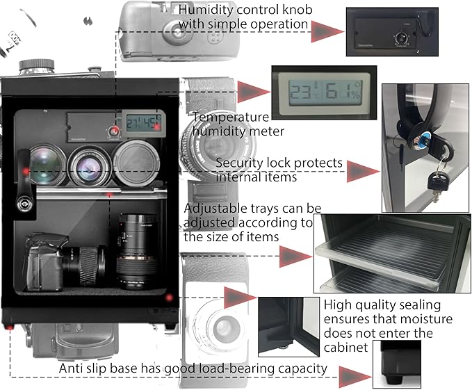Electronic Dry Cabinet 30L, Camera Dry Cabinet 2 Tiers, Dehumidify Moisture - Image 5