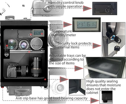 Electronic Dry Cabinet 30L, Camera Dry Cabinet 2 Tiers, Dehumidify Moisture - Image 5
