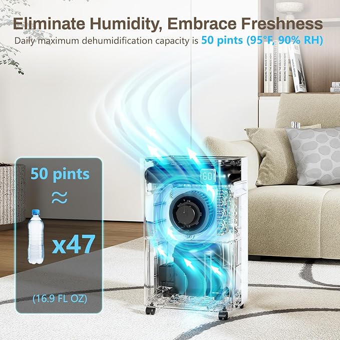50 Pint Dehumidifier for Home, Basement - Image 2