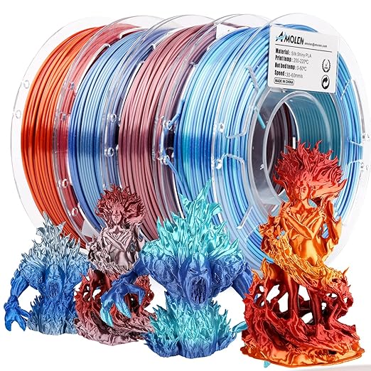 AMOLEN Silk PLA Bundle, 3D Printer Silk Gradient 1.75mm Silk Shiny Filament by AMOLEN